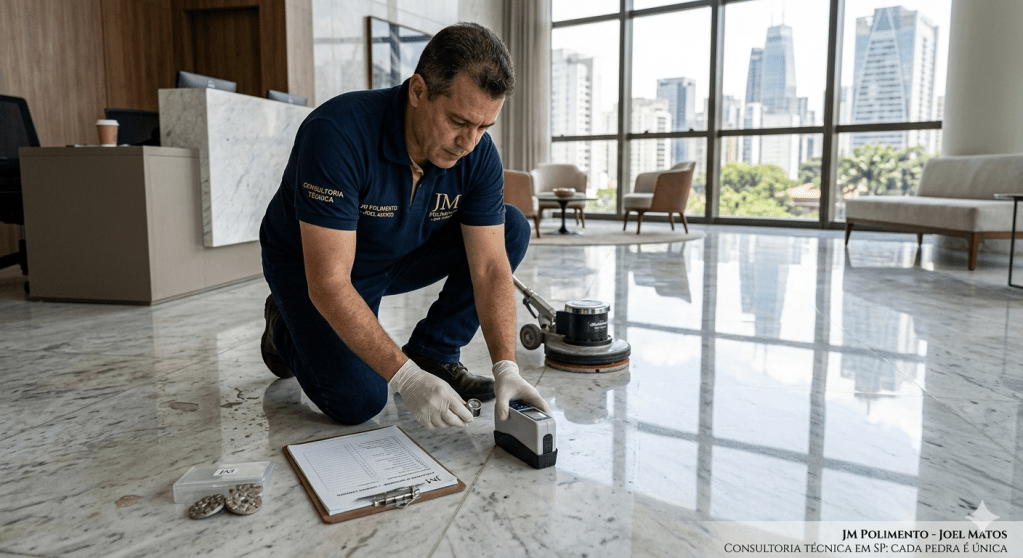 Seu piso de mármore está opaco ou riscado? Conheça as técnicas profissionais de polimento da JM Polimento para devolver a sofisticação e o espelhamento às suas pedras.